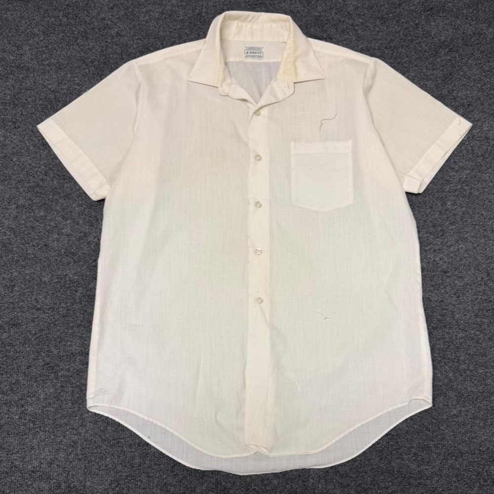 Vintage 60s Brent Montgomery Ward White Short Sleeve Button Up Shirt Mens M L